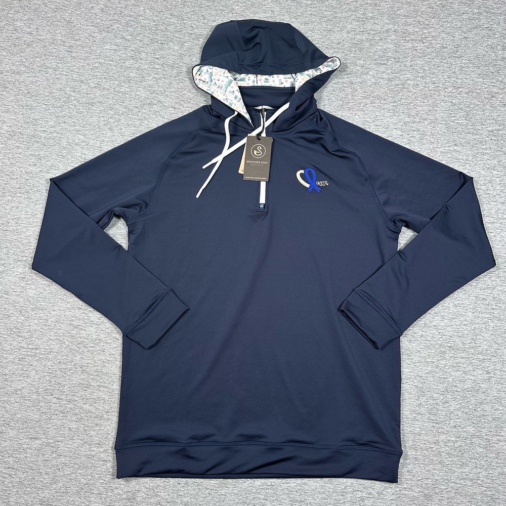 Swannies Hoodie Mens Large Blue Vandyke Performance Stretch Golf Custom NEW
